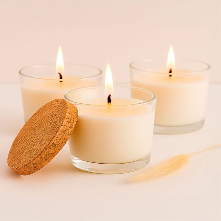 Vasos con tapa de corcho para velas