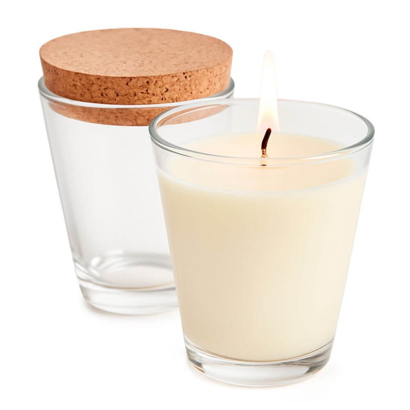 Vaso de cristal con tapa de corcho