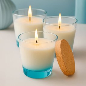 Verre 240 ml turquesa avec bouchon en liège pour bougies