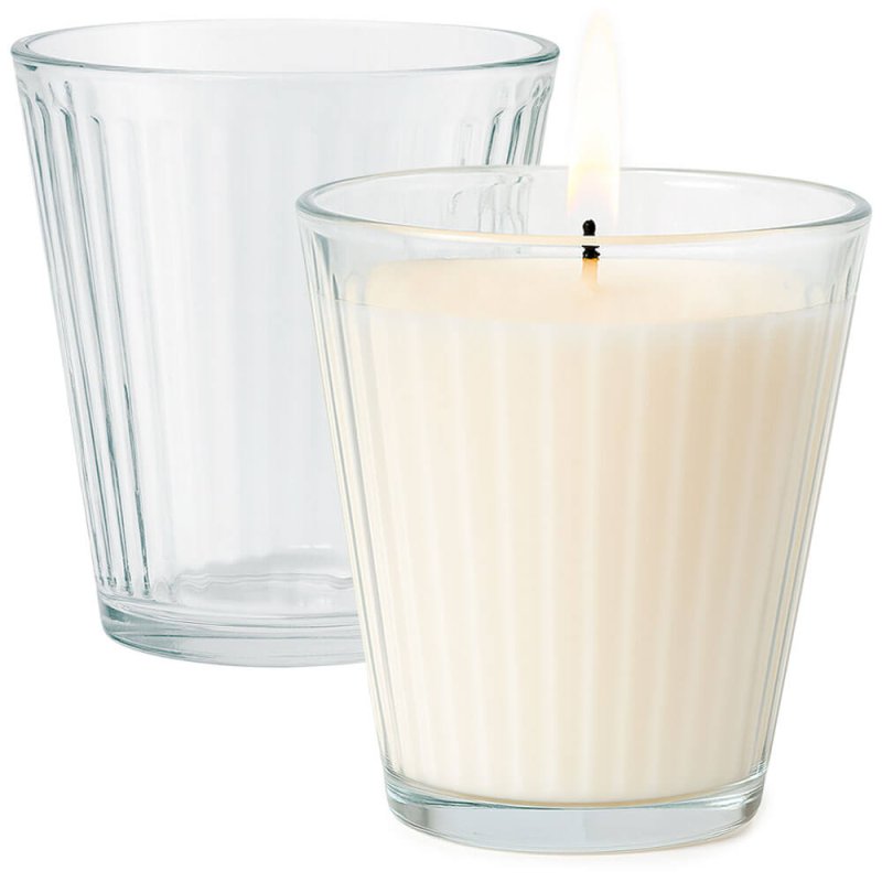 Vaso de rayas para hacer velas