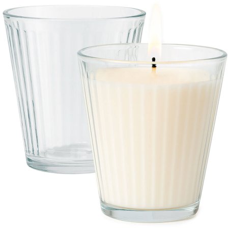 Vaso de rayas para hacer velas