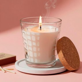 Verre 230 ml mosaico avec bouchon en liège pour bougies Verre 230 ml mosaico avec bouchon en liège pour bougies