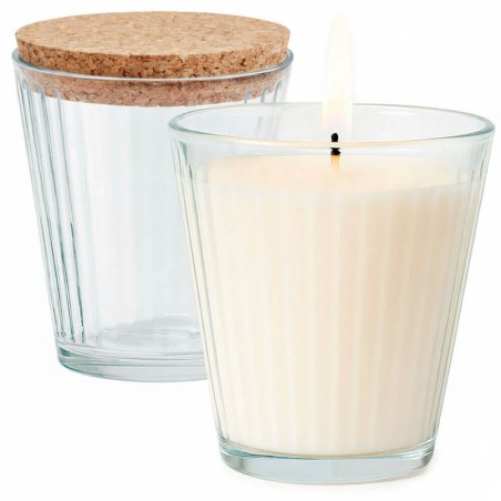 Vasos 230 ml rayas con tapa de corcho para fabricar velas