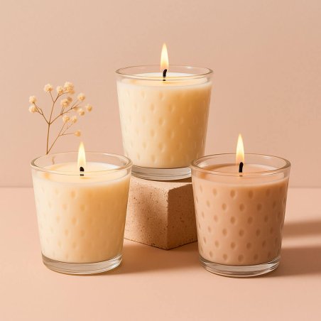 Velas aromáticas en vaso gotitas