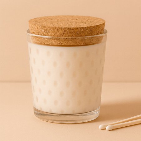 Vaso 260 ml gotitas con tapa de corcho para velas aromáticas
