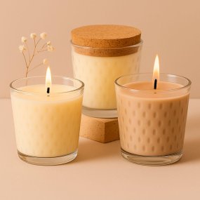 Vaso 260 ml gotitas con tapa de corcho para velas