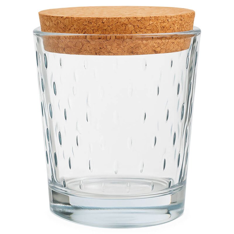 Vaso de cristal gotitas con tapa para velas aromáticas