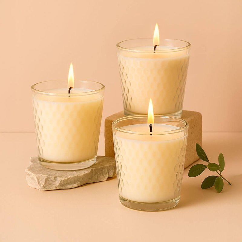 Vaso con decoración panal de abejas para velas aromáticas
