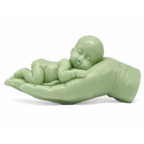 Molde sabonete baptismo, bebê em uma mão
