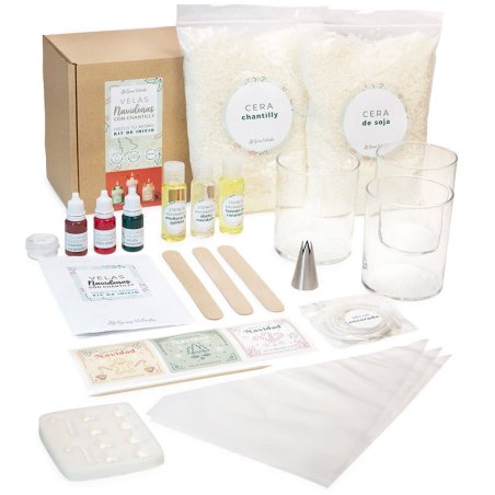 Contenido kit cómo hacer velas navideñas con chantilly. Materiales e instrucci Contenido kit cómo hacer velas navideñas con chantilly. Materiales e instrucci