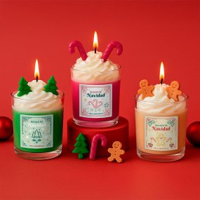 Kit como fazer velas de Natal com chantilly. Materiais e instruções