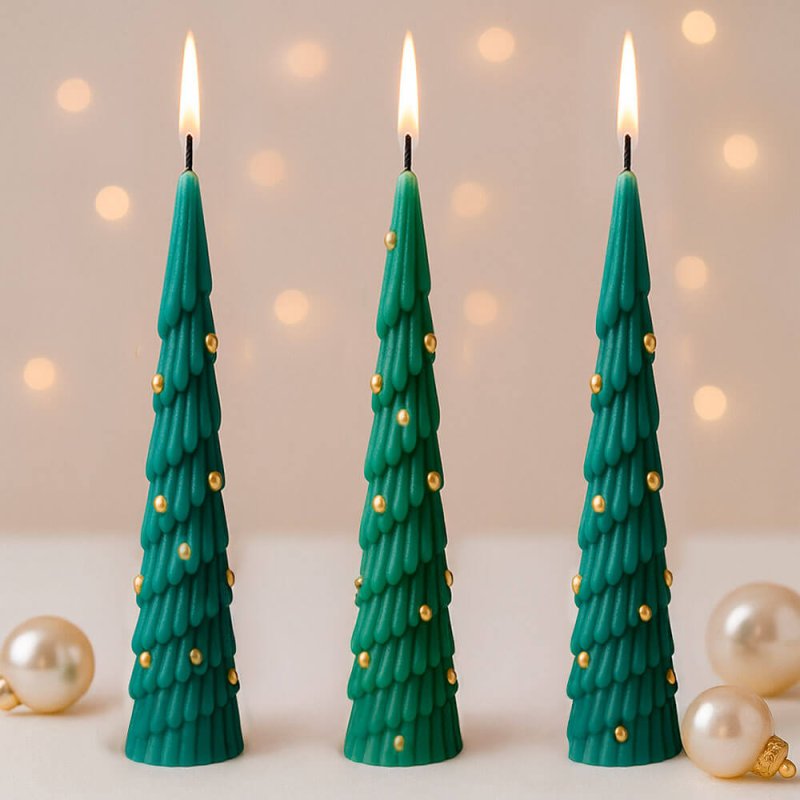 Molde para hacer velas de árbol con bolas decorativas Molde para hacer velas de árbol con bolas decorativas