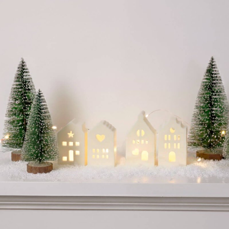 Decoración con molde de casitas navideñas