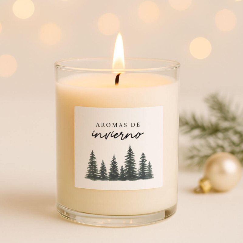 Pegatinas “Aromas de invierno” para velas en vaso