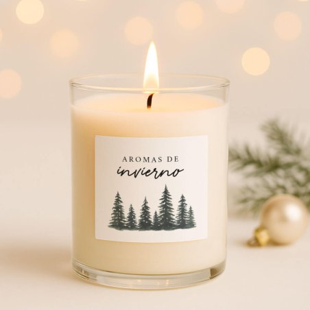 Pegatinas “Aromas de invierno” para velas en vaso