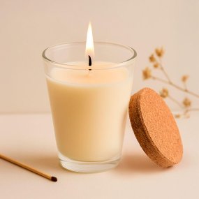 Vaso de cristal de 125 ml com cortiça para velas Vaso de cristal de 125 ml com cortiça para velas