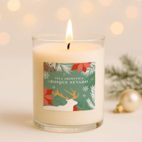 Autocolantes natalícios para velas em copo Bosque Nevado