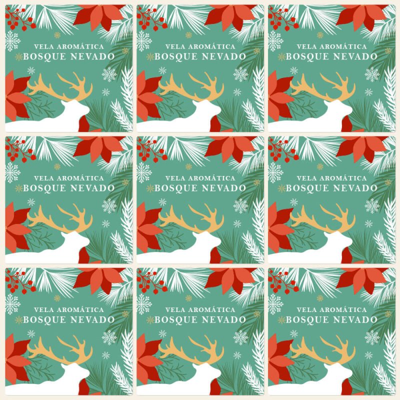 Pegatinas de navidad para velas en vaso Bosque Nevado