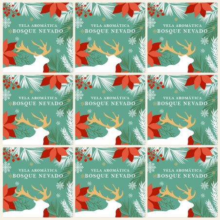 Pegatinas de navidad para velas en vaso Bosque Nevado