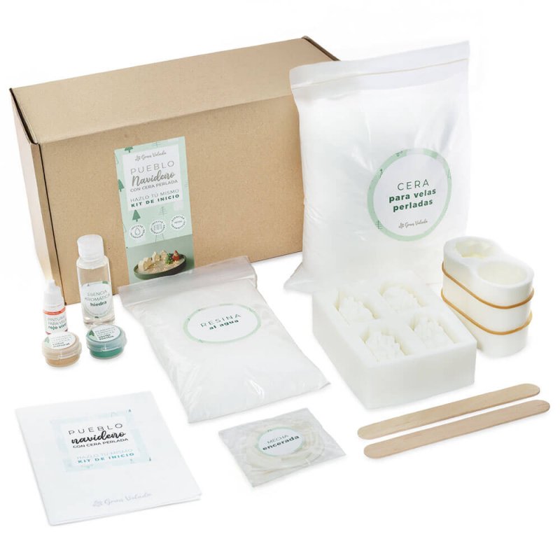 Kit para hacer decoración de pueblo navideño con cera perlada