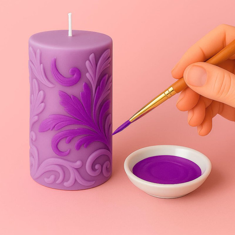 Pintura para decorar velas violeta neón