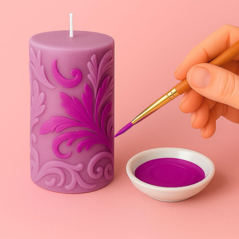 Pintura para decorar velas malva neón