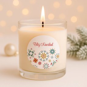 Autocolantes de Natal para velas em copo Flocos geométricos