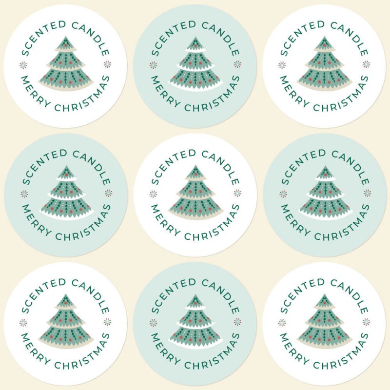 Blister pegatinas navideñas para velas en vaso árbol nórdico