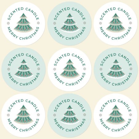 Blister pegatinas navideñas para velas en vaso árbol nórdico