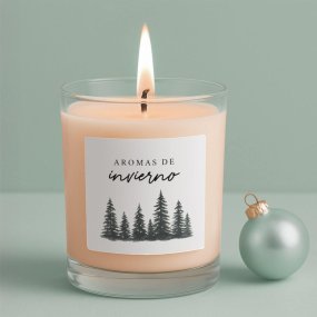 Pegatinas -Aromas de inverno- para velas em copo