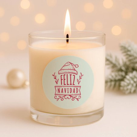 Pegatinas navideñas para decorar velas en vaso "Feliz Navidad”