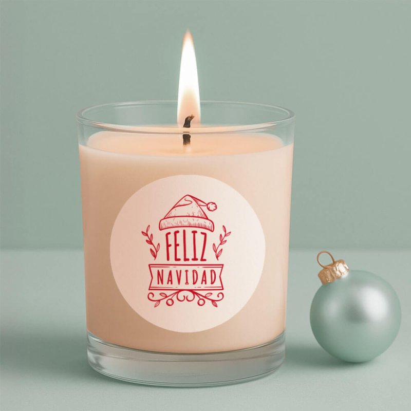 Pegatinas navideñas para velas en vaso "Feliz Navidad”