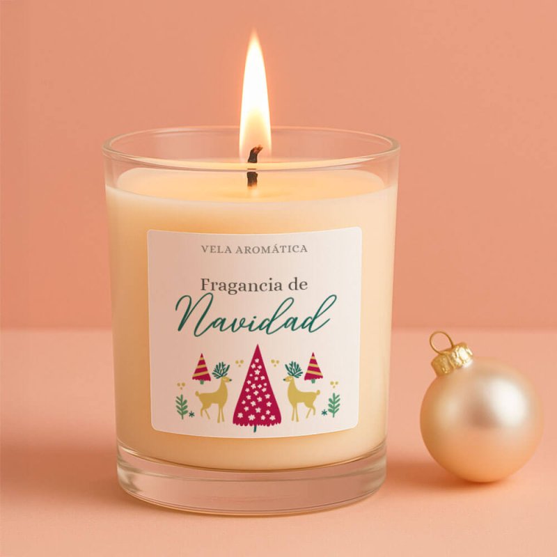 Pegatinas navideñas para decorar velas en vaso