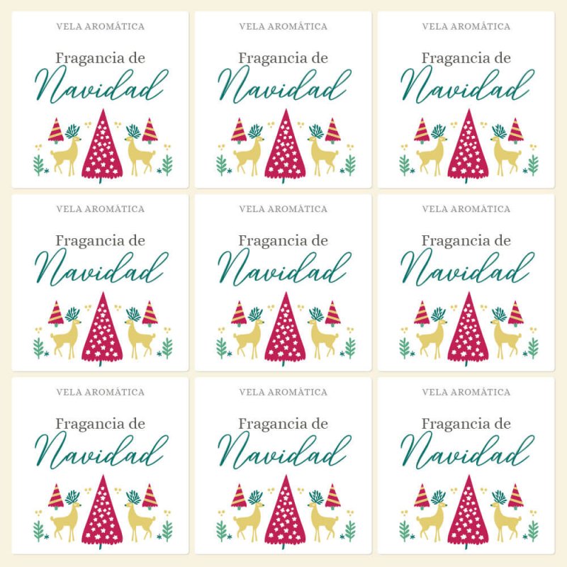 Pegatinas navideñas "fragancia de navidad" para velas en vaso