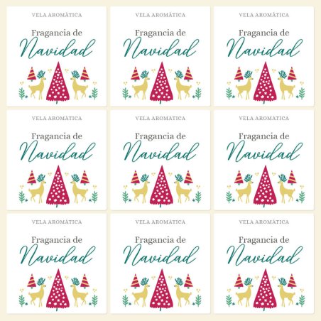 Pegatinas navideñas "fragancia de navidad" para velas en vaso