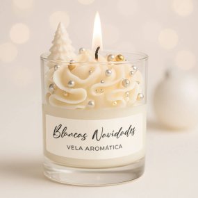 Autocolantes de natal para velas em copo - branco natal
