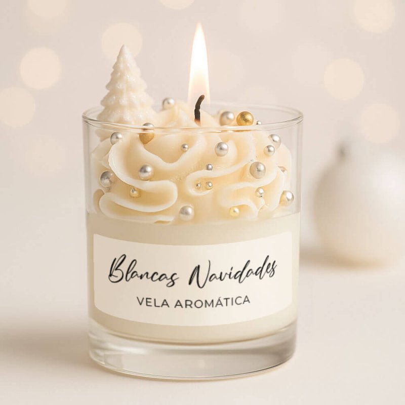 Pegatinas para velas en vaso de navidad “blancas navidades"
