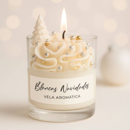 Pegatinas para velas en vaso de navidad “blancas navidades"