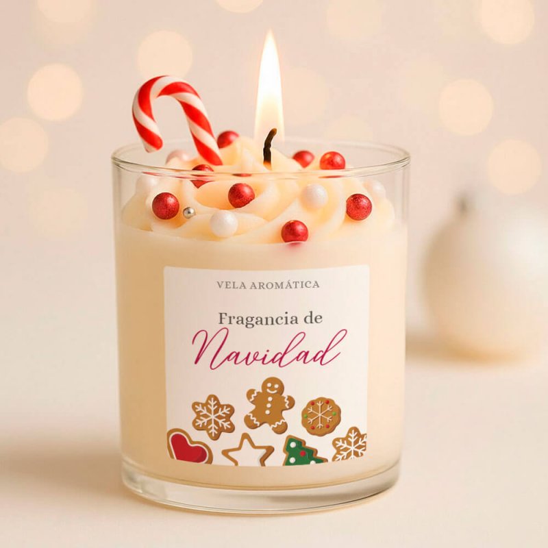 Pegatinas navideñas para velas en vaso - galletas de navidad