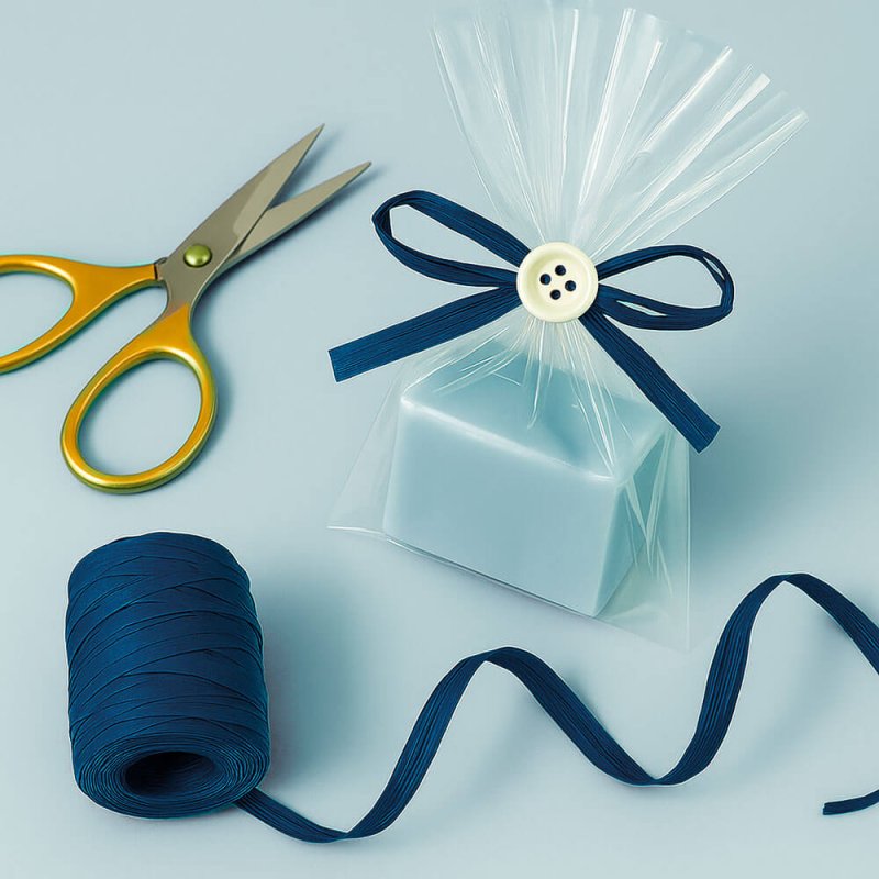 Cinta de rafia azul marino para decorar bolsas de regalo