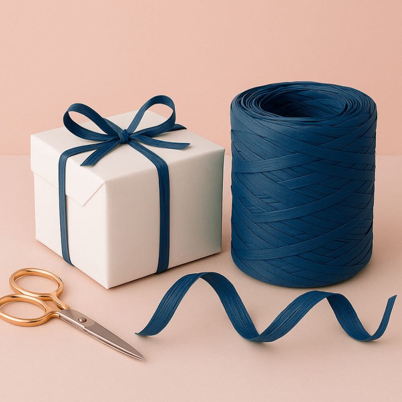 Cinta de rafia azul marino para envolver regalos