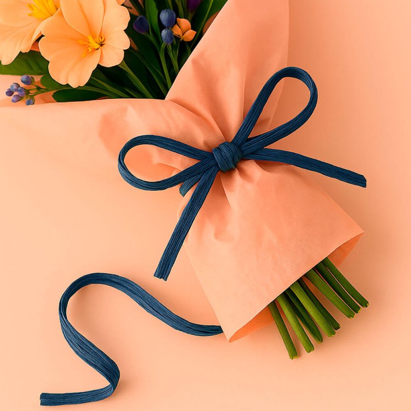 Cinta de rafia azul marino para ramos de flores