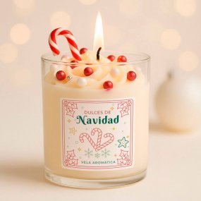 Autocolantes de natal para velas em copo - doces de natal