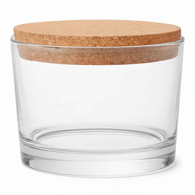 Vaso de cristal con corcho para velas