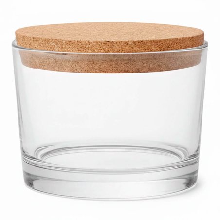 Vaso de cristal con corcho para velas