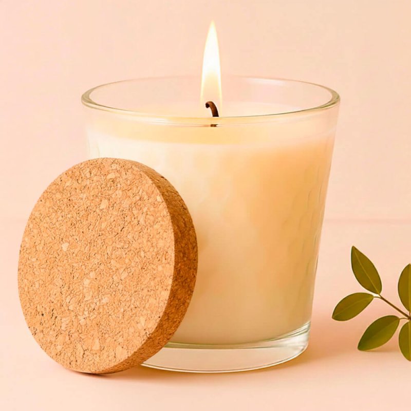 Vela en vaso 280 ml panal de abejas con tapa de corcho