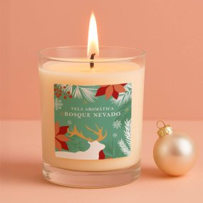 Pegatinas navideñas para velas en vaso Bosque Nevado