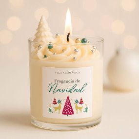 Autocolantes de Natal para velas em copo - fragrância de natal