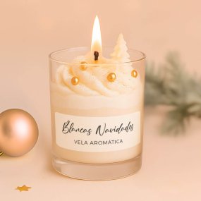 Autocolantes de natal para velas em copo - branco natal