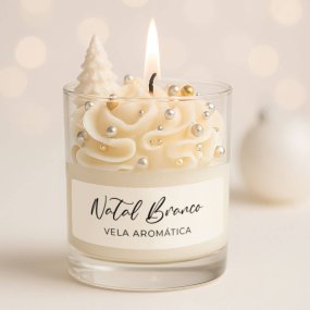 Pegatinas navideñas para velas en vaso - blancas navidades